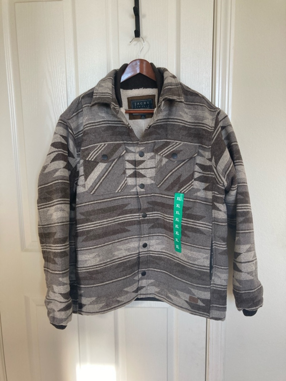 Jachs Brown wool blend Patterned Shirt Jacket XL